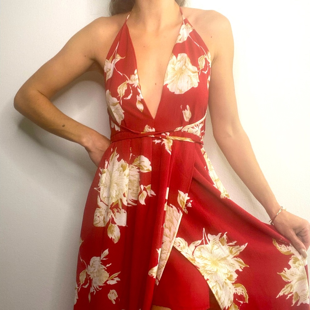 Romantic long red dress